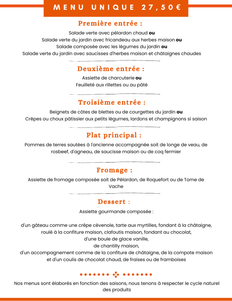 Menu Ferme auberge Le Cantou du Poncet Menu Ferme auberge Le Cantou du Poncet